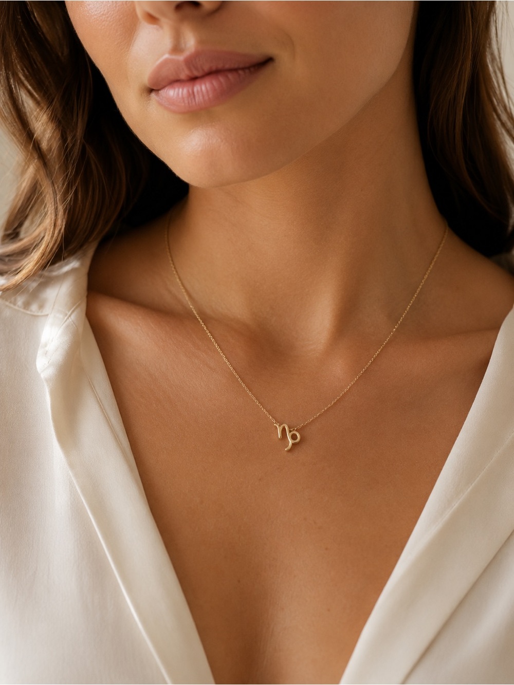 Capricorn Zodiac Gold Plated Pendant Necklace Approx. 18" Chain